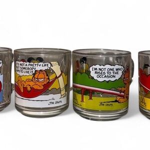 McDonald's Garfield Comic Glass Set - Red, Yellow, Green